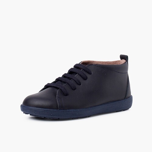 Leather Shoes type Ankle Boots Lace-up Navy Blue