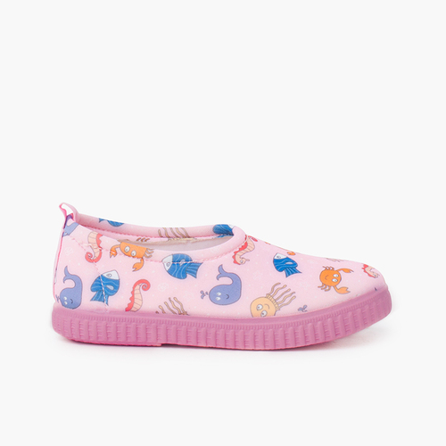 Neoprene type Closed Trainers with Drawings Pink