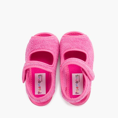 Slipper sandal terry towel adherent strip Fuchsia