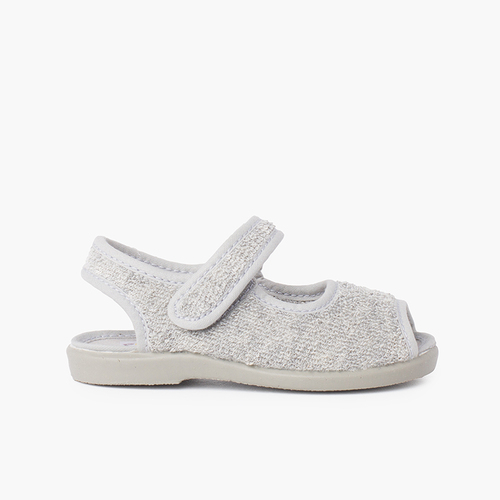 Slipper sandal terry towel adherent strip Grey
