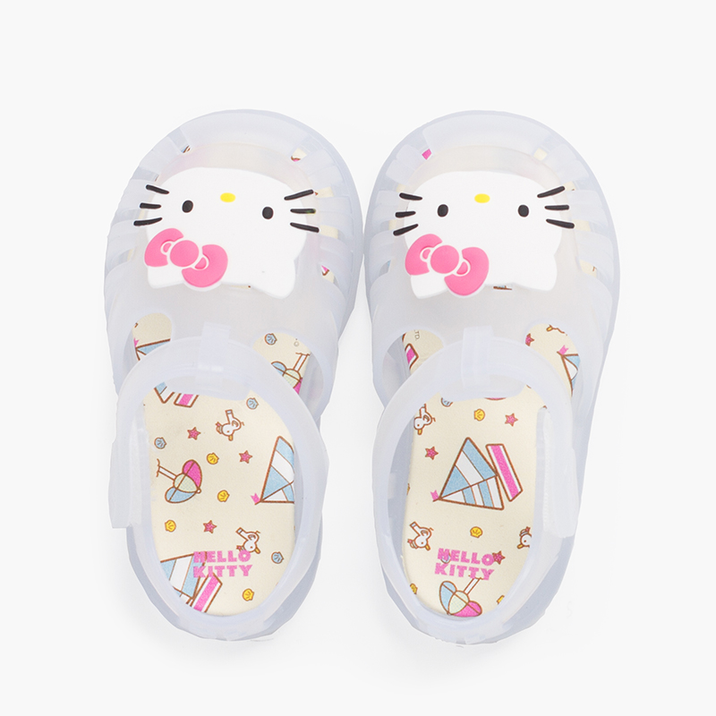 Jelly Sandals hook-and-loop closure Hello Kitty White