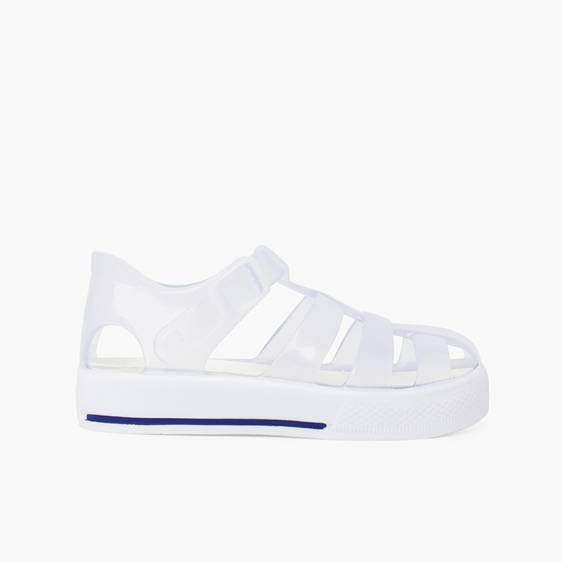 Jelly sandals tennis clip closure White