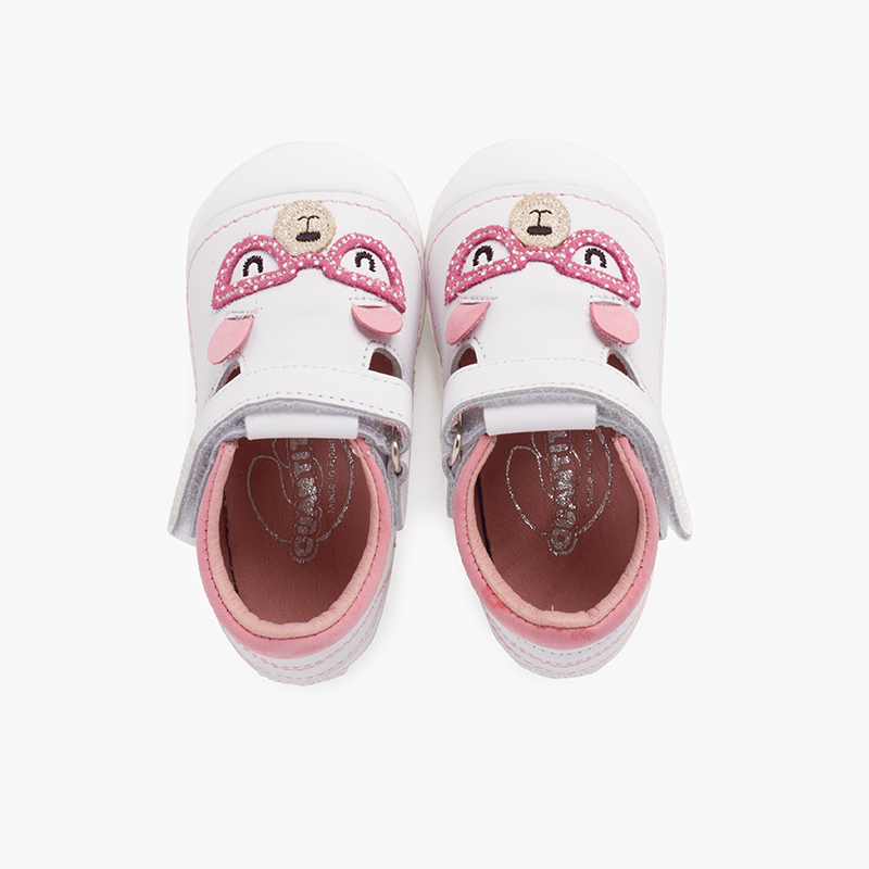 Teddy bear first steps flexible sole sandals Pink