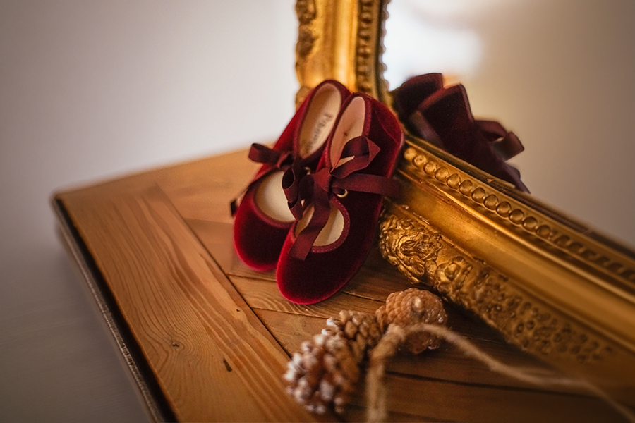 Girls velvet mary jane with faille bow