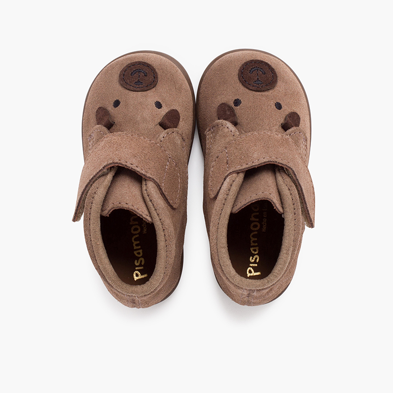 Doggy suede boots with adherent closure Taupe