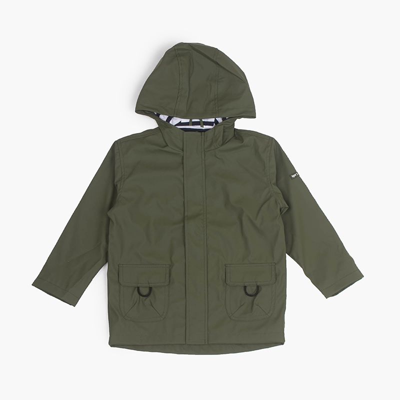 Boys raincoat with zip closure pockets Khaki