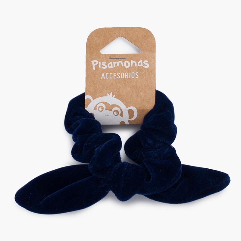 Scrunchie velvet scrunchie with bow Navy Blue