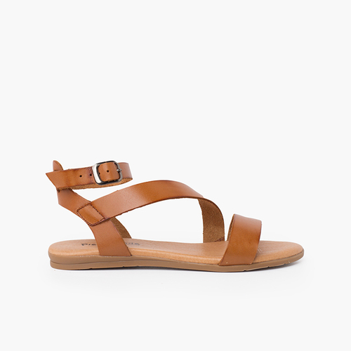 Girl and woman leather sandal cross strap bracelet buckle Leather