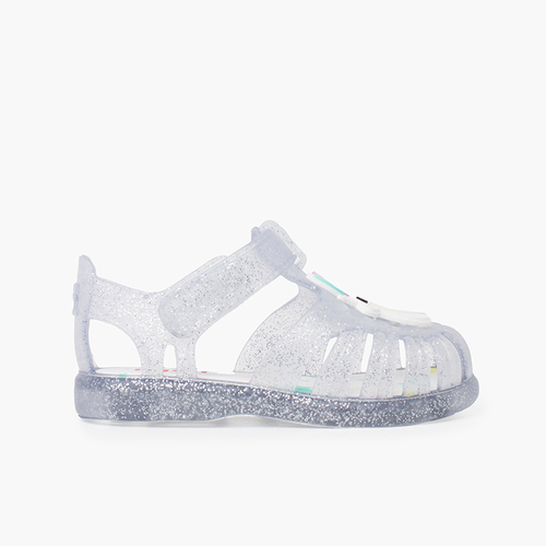 Glitter unicorn sandals adhesive strip White
