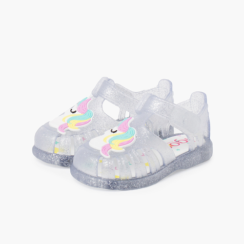 Glitter unicorn sandals adhesive strip White