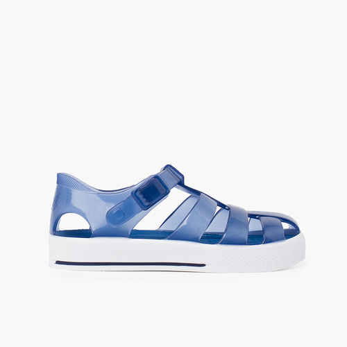 Jelly sandals tennis clip closure Navy Blue