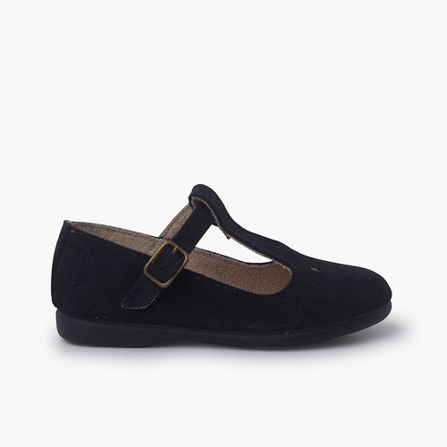 Retro mary janes with hold details and central strap Navy Blue