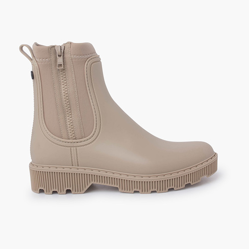 Kids and women ankle boots with side zipper Beige