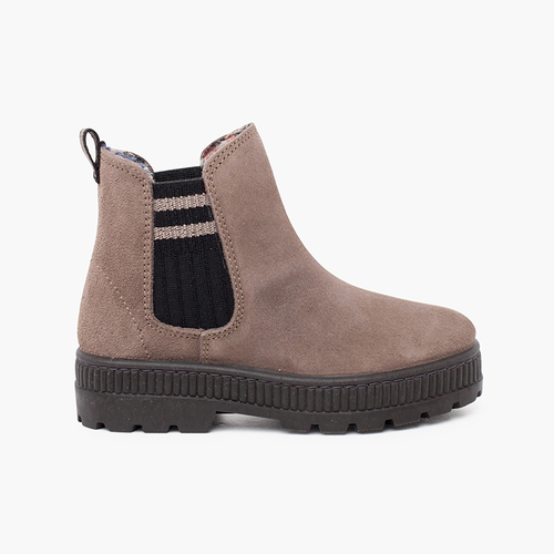 Striped side elastic split sock boot Grey