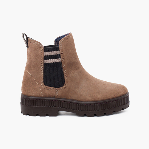 Striped side elastic split sock boot Taupe