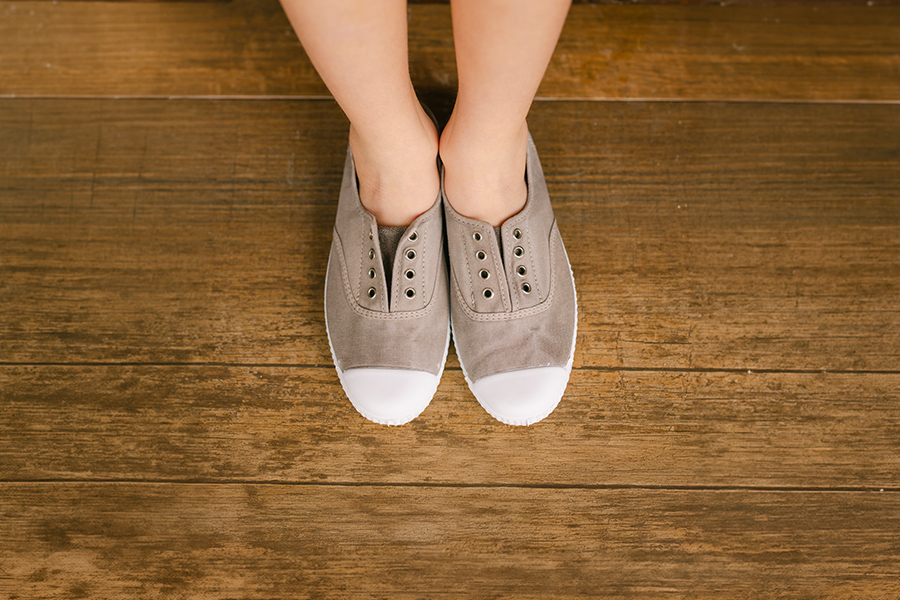 Worn Effect Canvas Trainers Without Laces