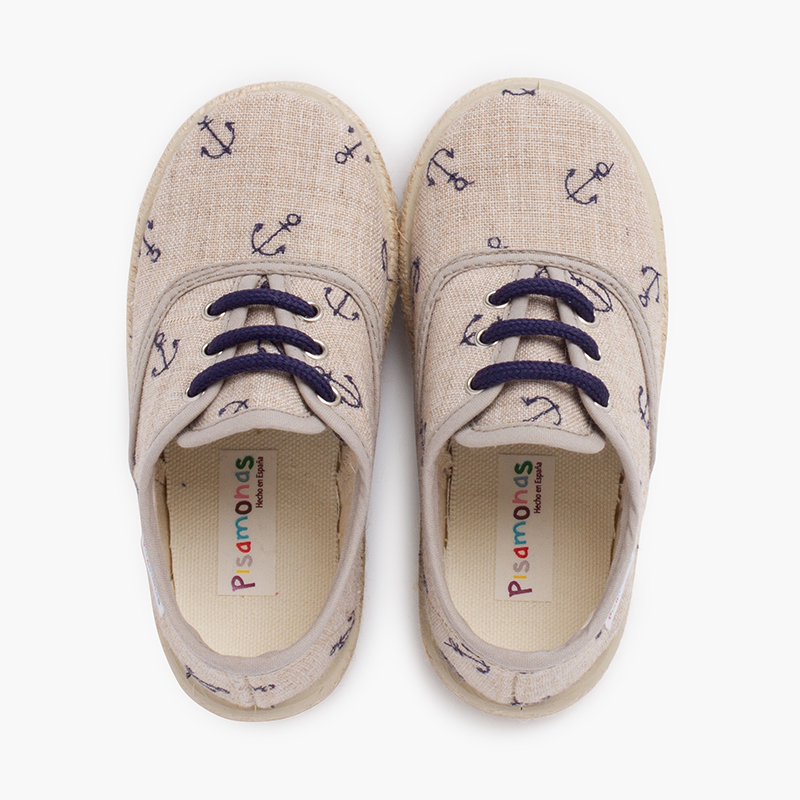 Anchor Trainers with coloured laces Navy Blue