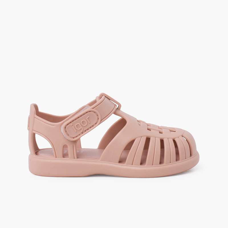 Tobby solid jelly sandals with riptape Blush pink