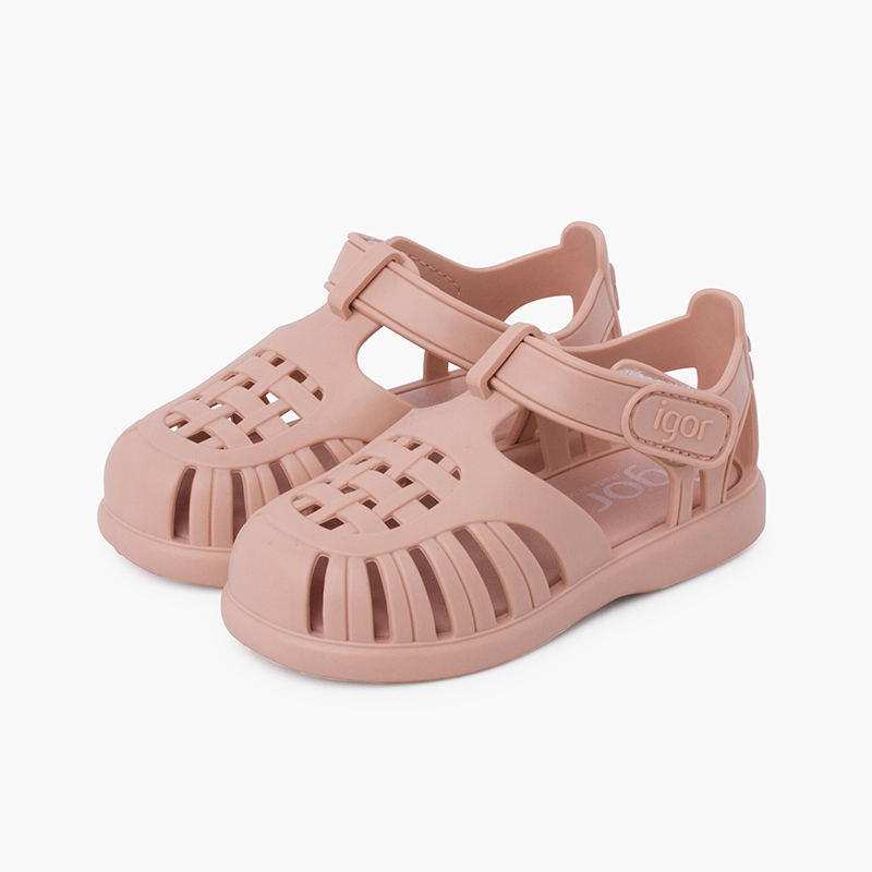 Tobby solid jelly sandals with riptape Blush pink