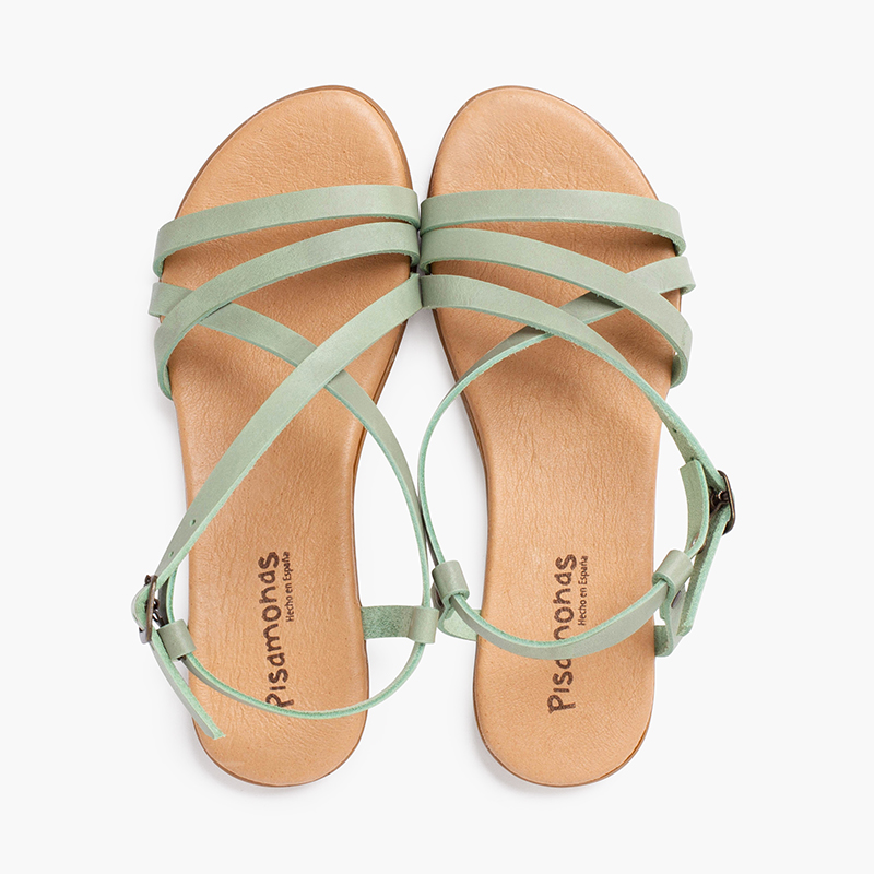 Girl's crossed strap sandals with buckle closure Mint