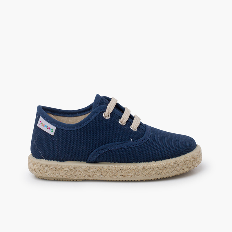 Canvas trainers with espadrilles laces and sole Blue