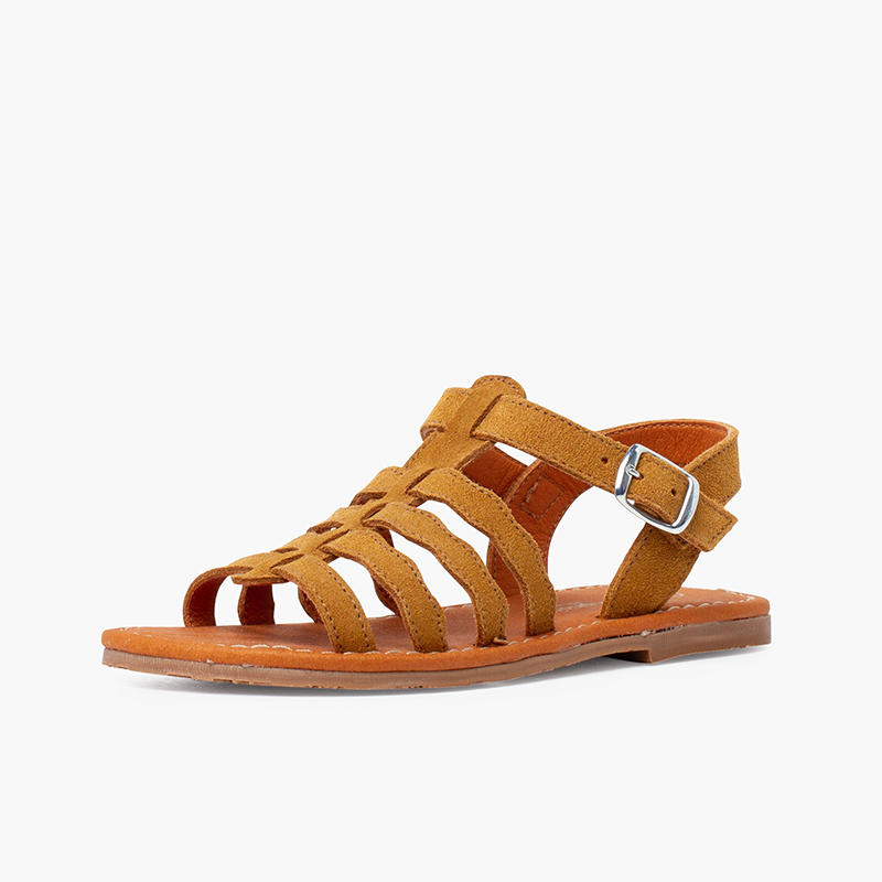 Gladiator suede sandals with buckle closure Camel