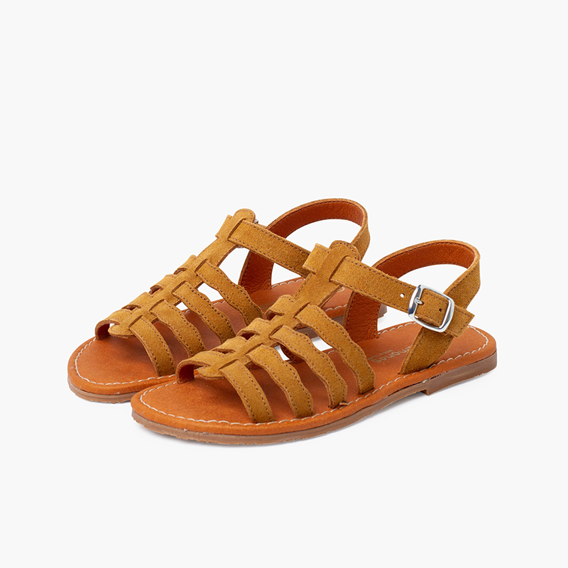 Gladiator suede sandals with buckle closure Camel