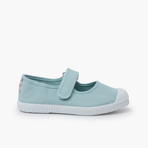 Rubber Toe Mary Janes hook-and-loop Closure Aquamarine