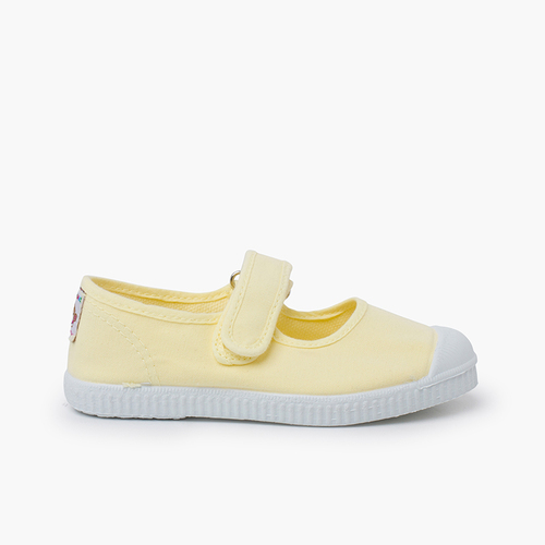 Rubber Toe Mary Janes hook-and-loop Closure Lemon yellow