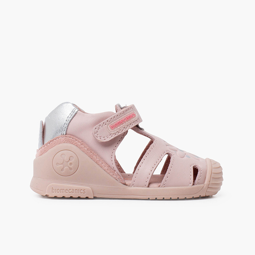 Girl's Biogateo Flower Sandals with riptape fastening Pink