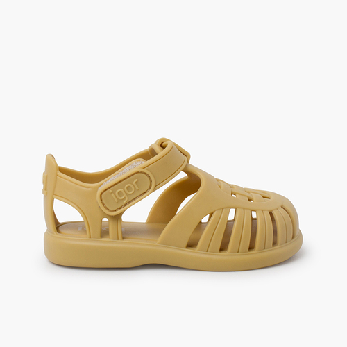 Tobby solid jelly sandals with riptape Dijon