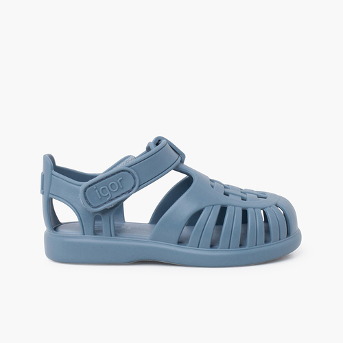 Tobby solid jelly sandals with riptape Ocean