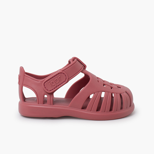 Tobby solid jelly sandals with riptape Pink