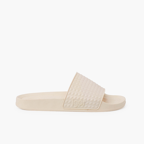 Women's wide strap flip flops dusty colours ivory