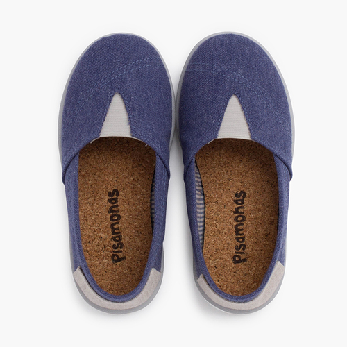 Canvas trainers with elastic and heel detail Blue denim