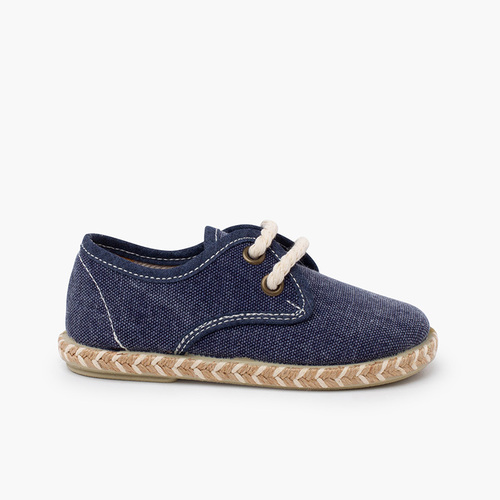 Boy's canvas blucher with two-tone jute sole Navy Blue
