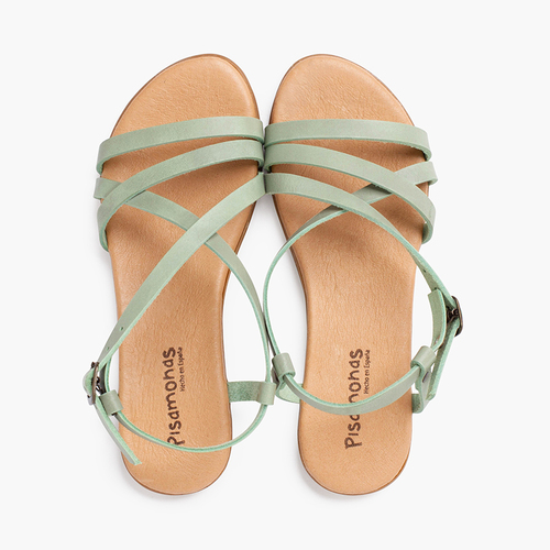 Girl's crossed strap sandals with buckle closure Mint
