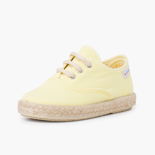Canvas trainers with espadrilles laces and sole Lemon