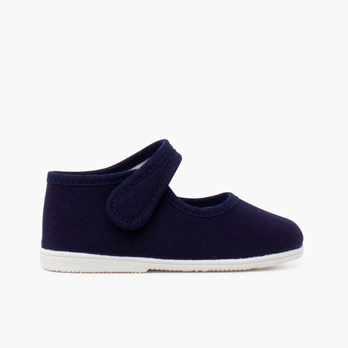 Canvas Mary Janes thin sole riptape Navy Blue
