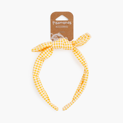Vichy bow turban headband Yellow