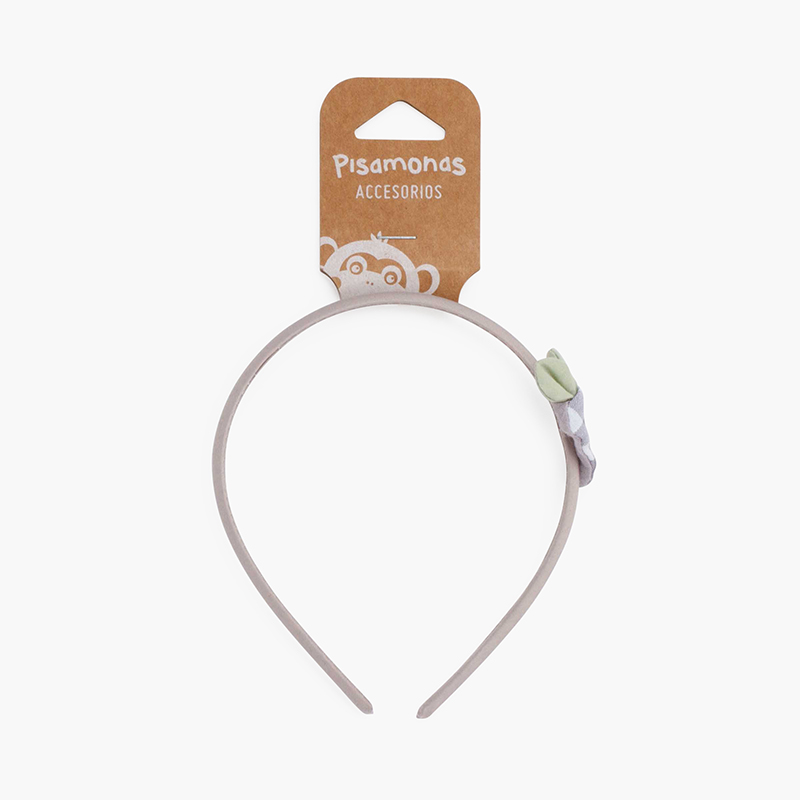 Carrot vichy thin headband Light Grey