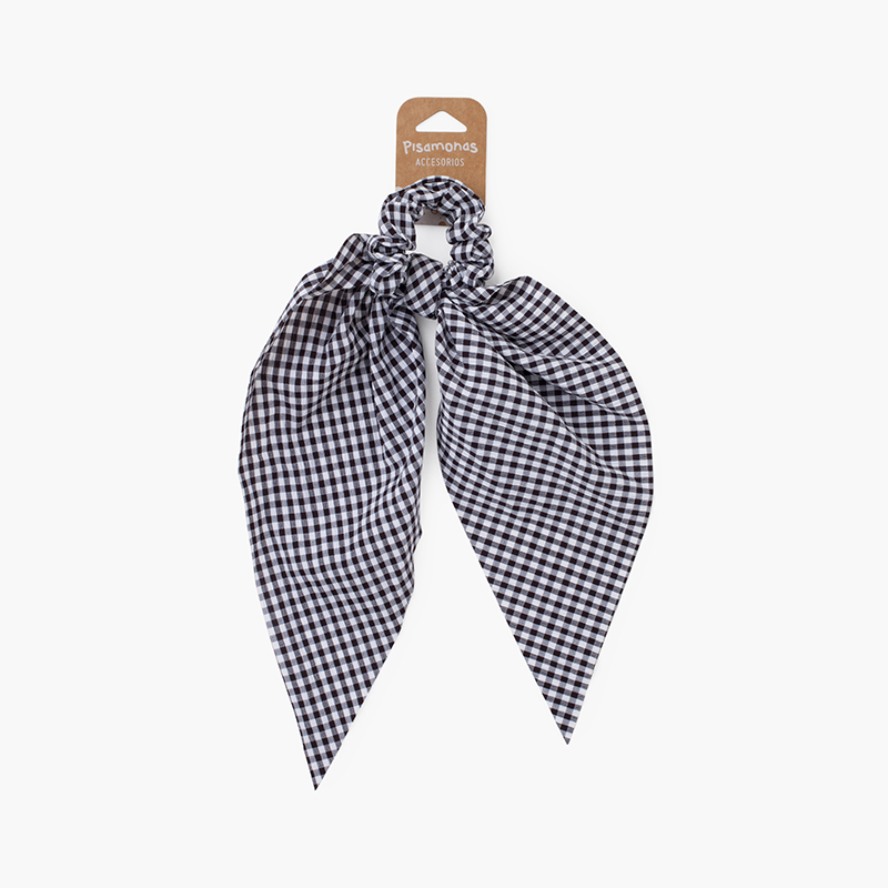Scrunchie scrunchie with vichy bows Black