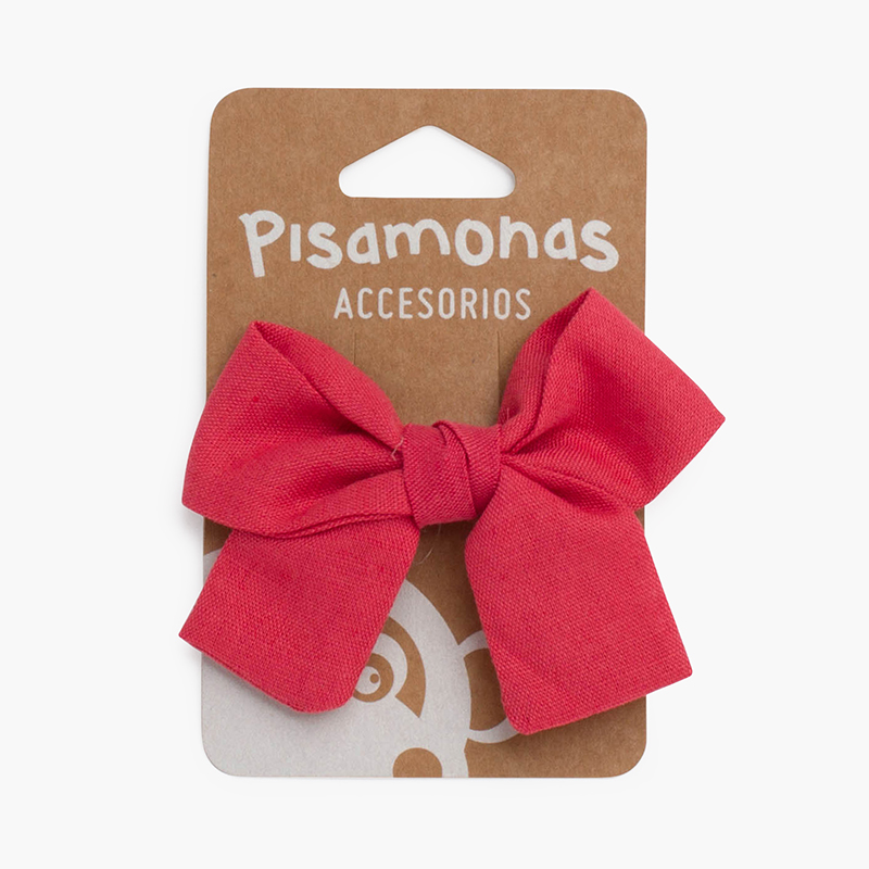 Linen bow hair duck clip Red