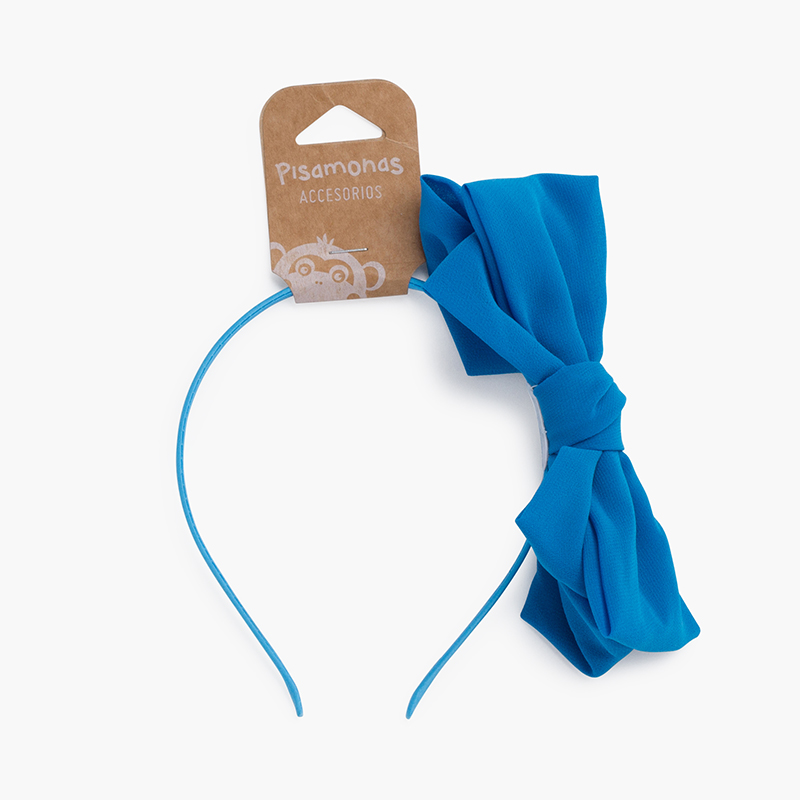 Fine double chiffon bow headband Blue