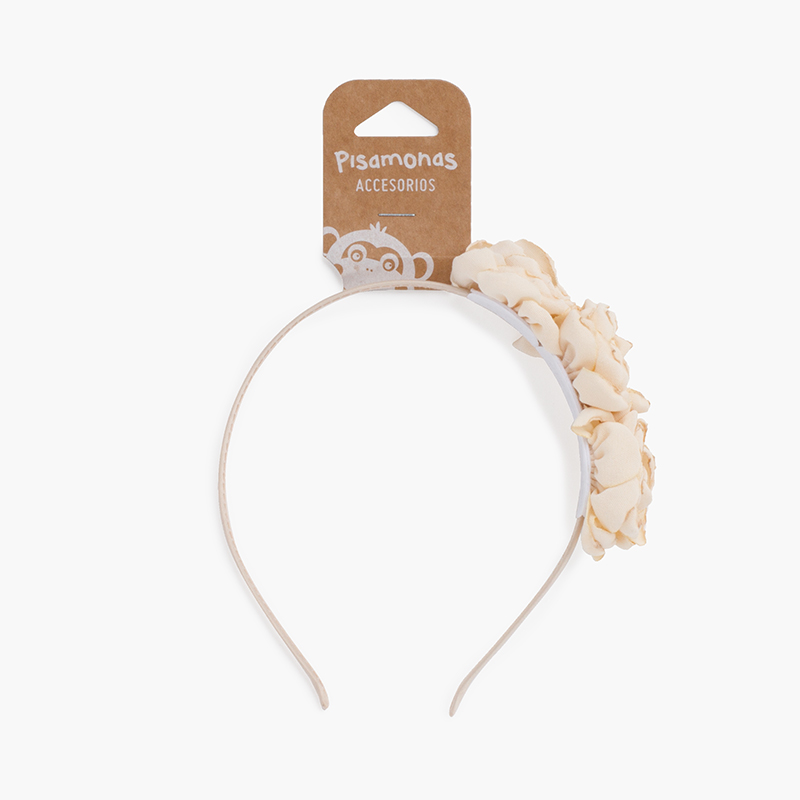 Burnt edges flower headband Beige