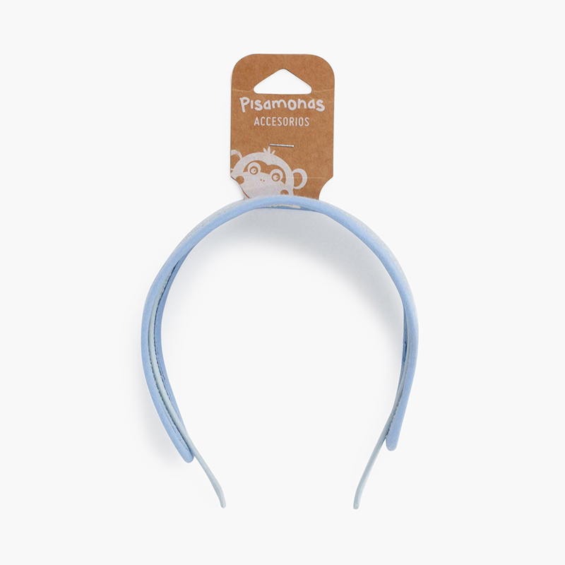 Wide raffia bonnet headband Light Blue