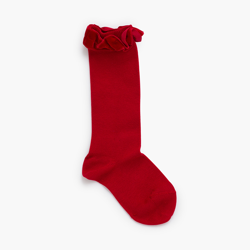 Velvet Ruffled Socks Red Velvet