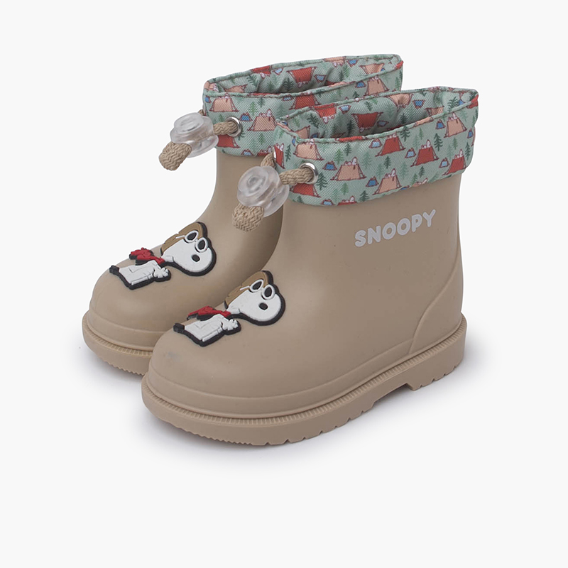 Snoopy Water Boots Adjustable collar Beige