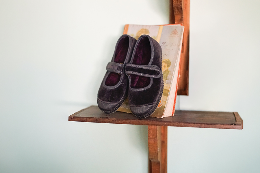 Velvet Mary Janes Rubber Toe