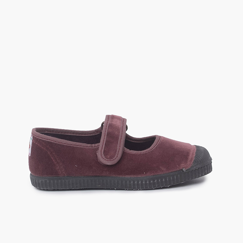 Velvet Mary Janes Rubber Toe Old Rose